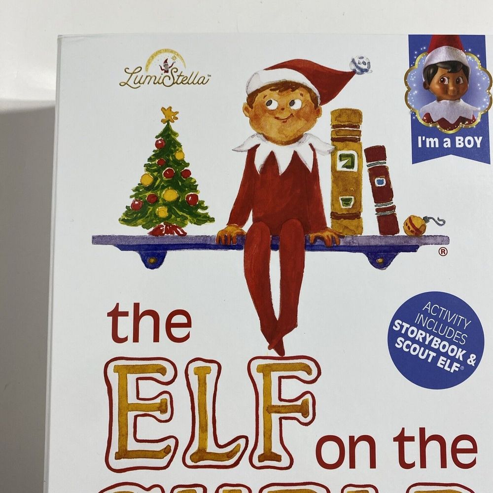 Elf On The Shelf Brown Eyed Dark Skin Boy Doll Figure And Story Book Boxed New - Picture 4 of 10